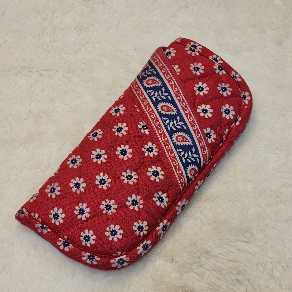 RARE Retired Vera Bradley Americana Red White & Blue Floral Double Eyeglass Case